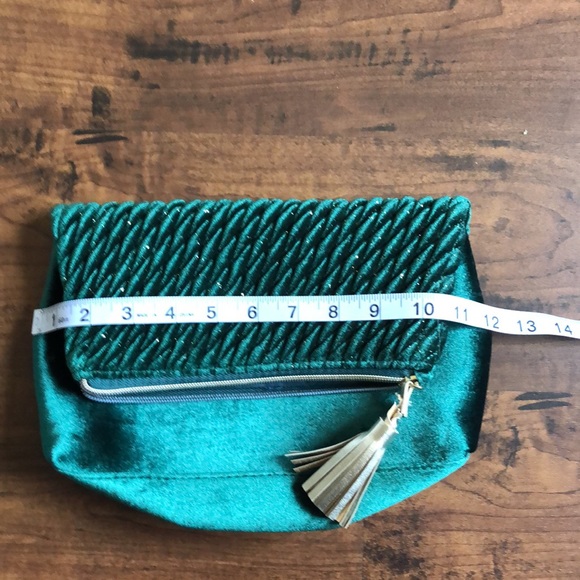 Vintage forest green sparkly velour clutch wristlet - Picture 7 of 8